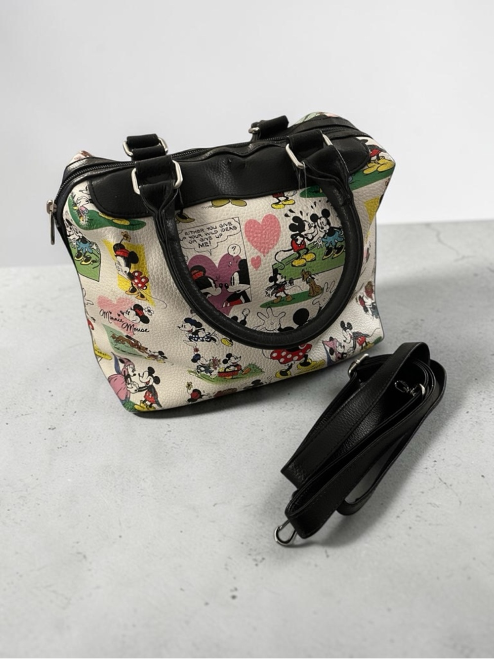 Disney Parks Mickey and Minnie Comic Print Satchel Handbag - NWOT - Picture 7 of 7